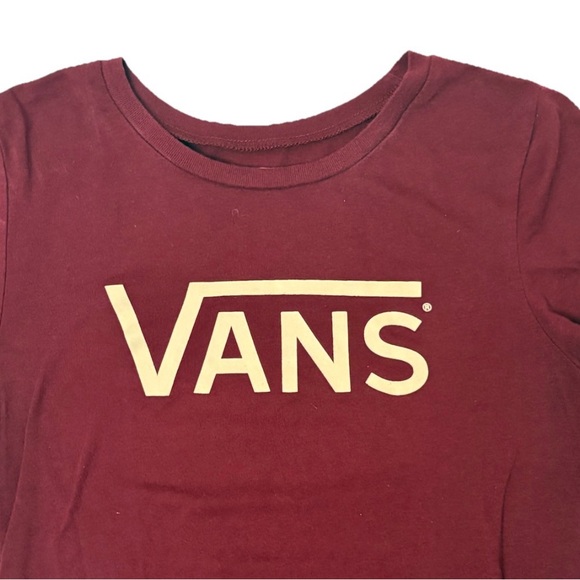 Vans Ladies burgundy port wine Tee Shirt Top Snug Fit sz XS - Picture 3 of 4